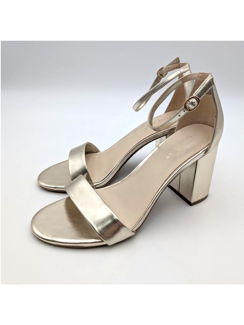 Nine West Tanela Ankle Strap Sandals Open Toe Women's Gold Size US8.5M EU39